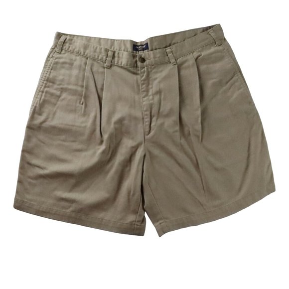 DOCKERS Shorts Men's Pleated Khakis Slash Pockets Button Brown 38 - Picture 1 of 11